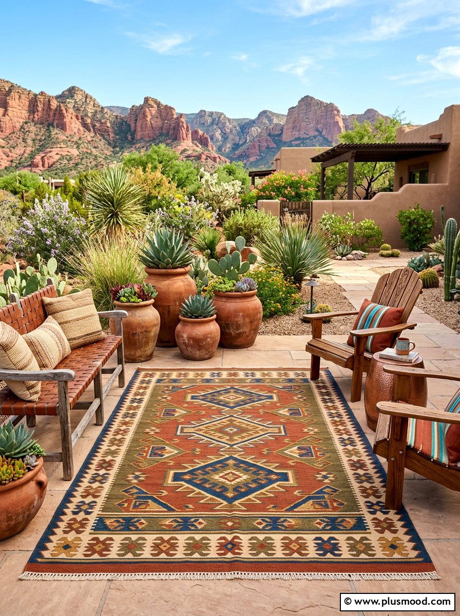 Earth Tone Flatweave Rug - 25 summer patio rug ideas