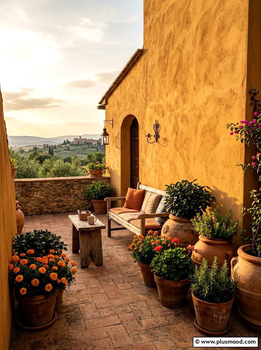 Earthy Ochre And Clay Nook - 25 small backyard ideas with color scheme