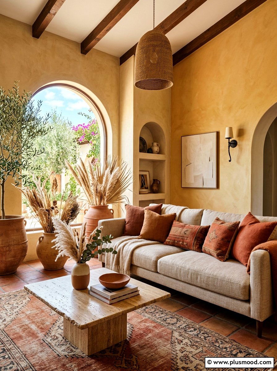 Earthy Terracotta Lounge - 25 summer living room makeover ideas