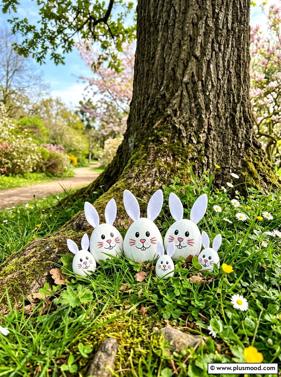Easter bunny rock - 25 painted rock ideas with holiday theme