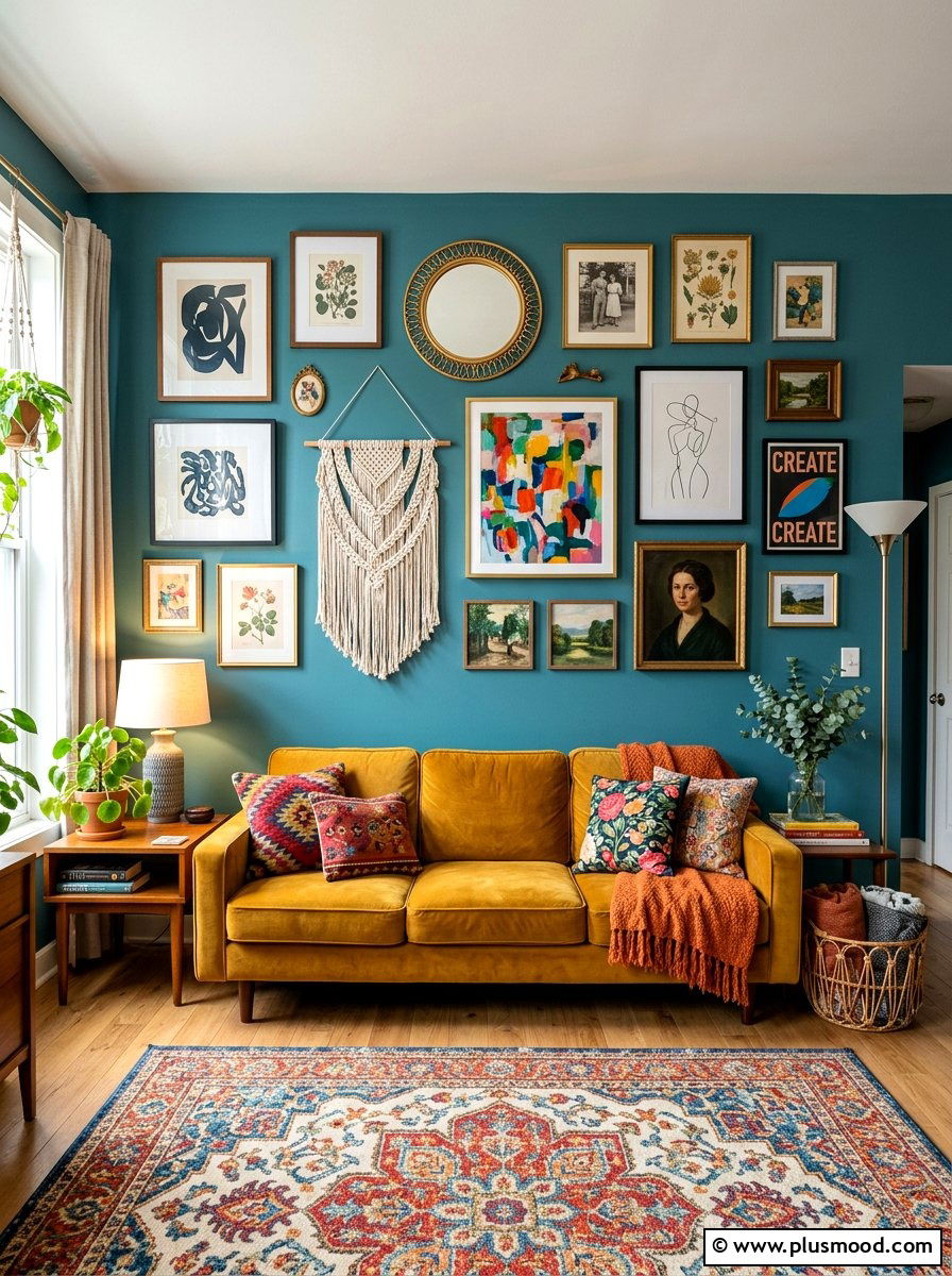 Eclectic Gallery Wall - 25 summer boho home decor ideas