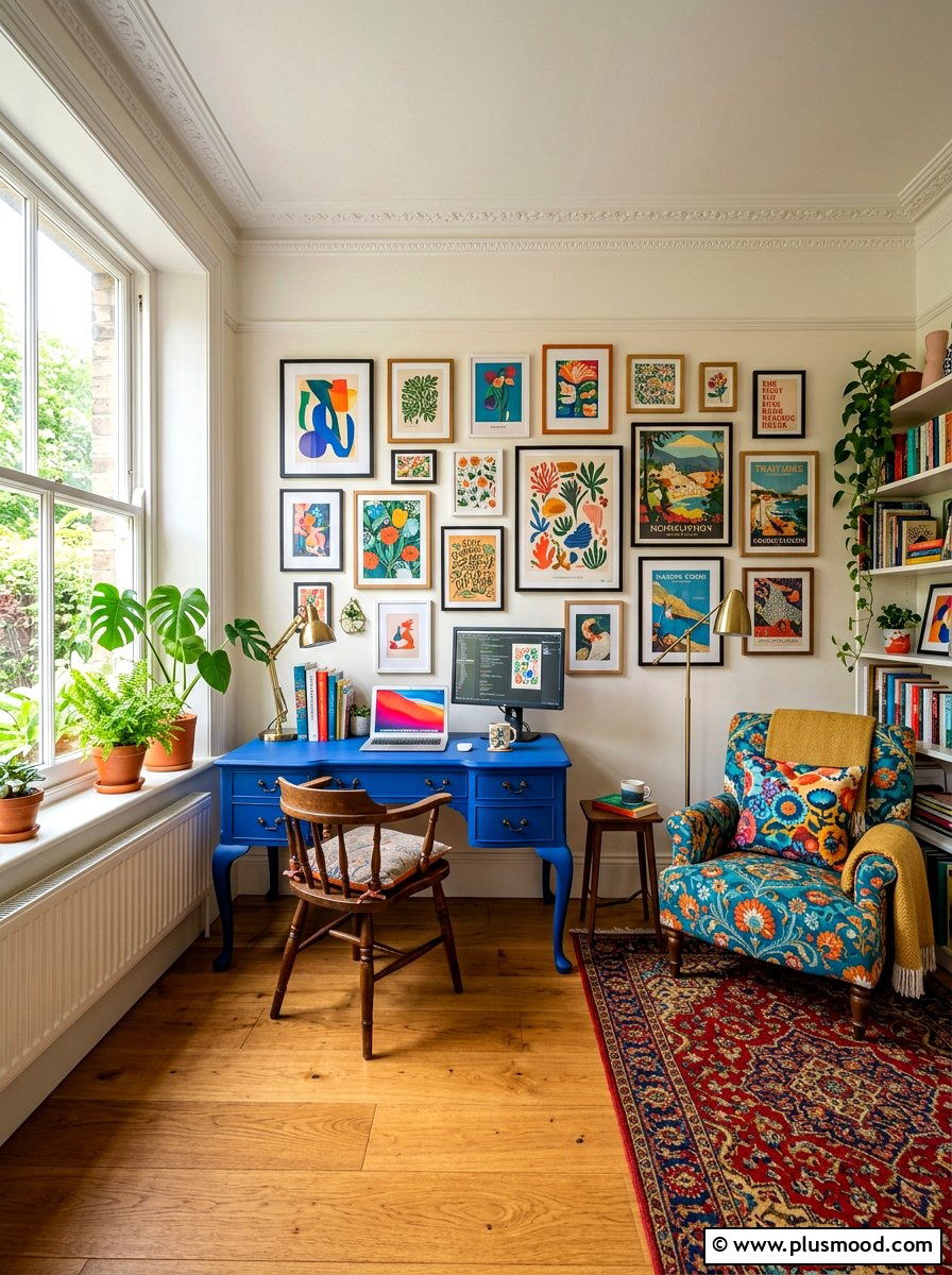 Eclectic Home Office - 25 summer colorful decor ideas