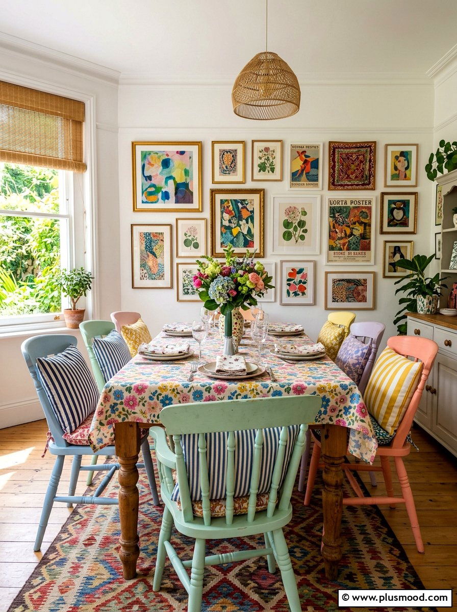 Eclectic Pattern Summer Dining Room - 25 summer dining room decor ideas