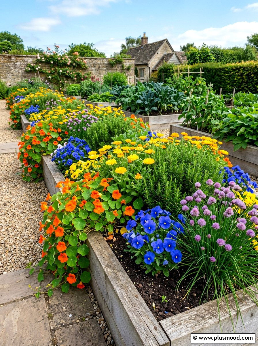 Edible Flower Bed - 25 summer backyard flower bed ideas