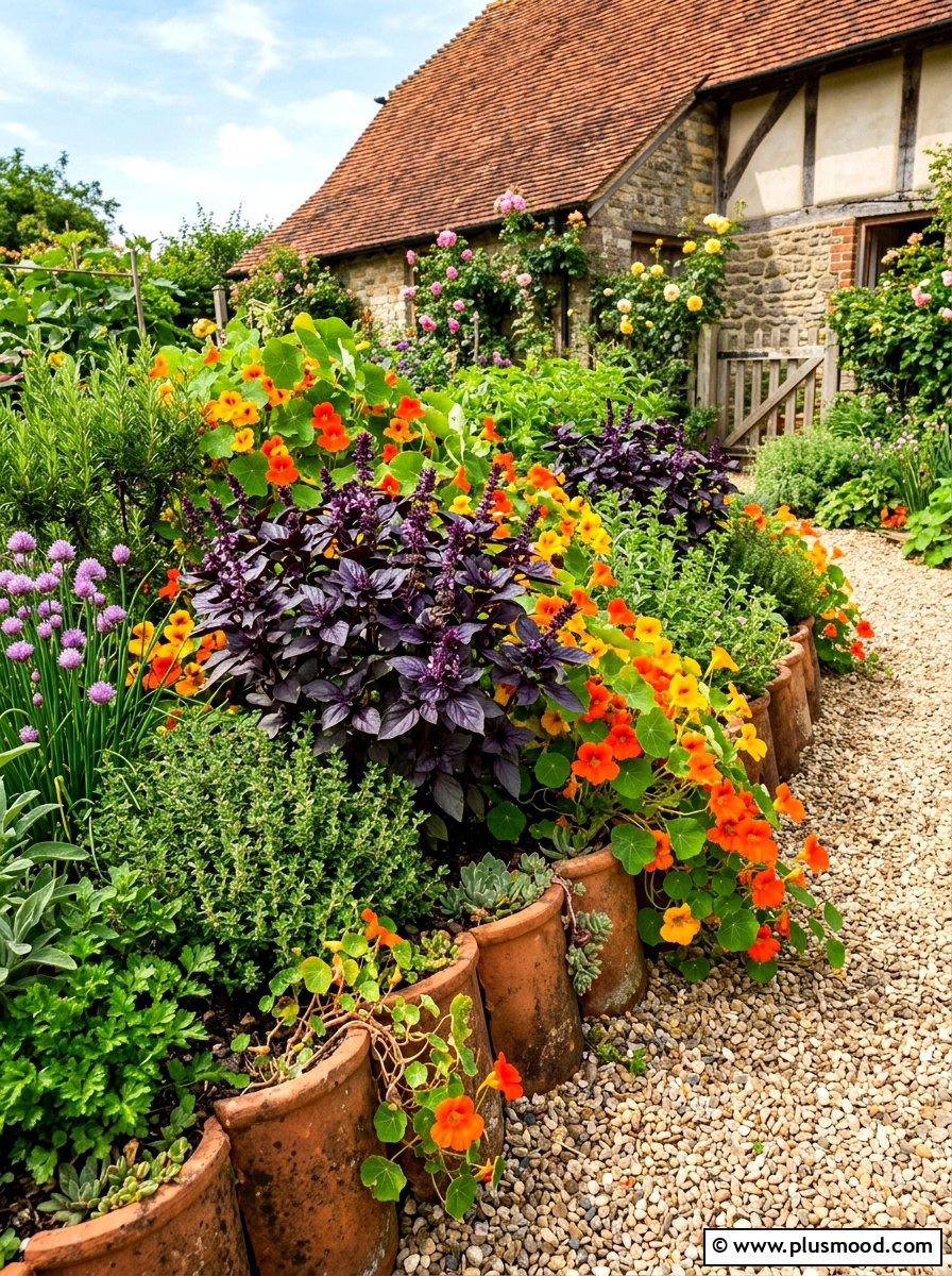 Edible Herb Summer Flower Border - 25 summer flower bed border ideas