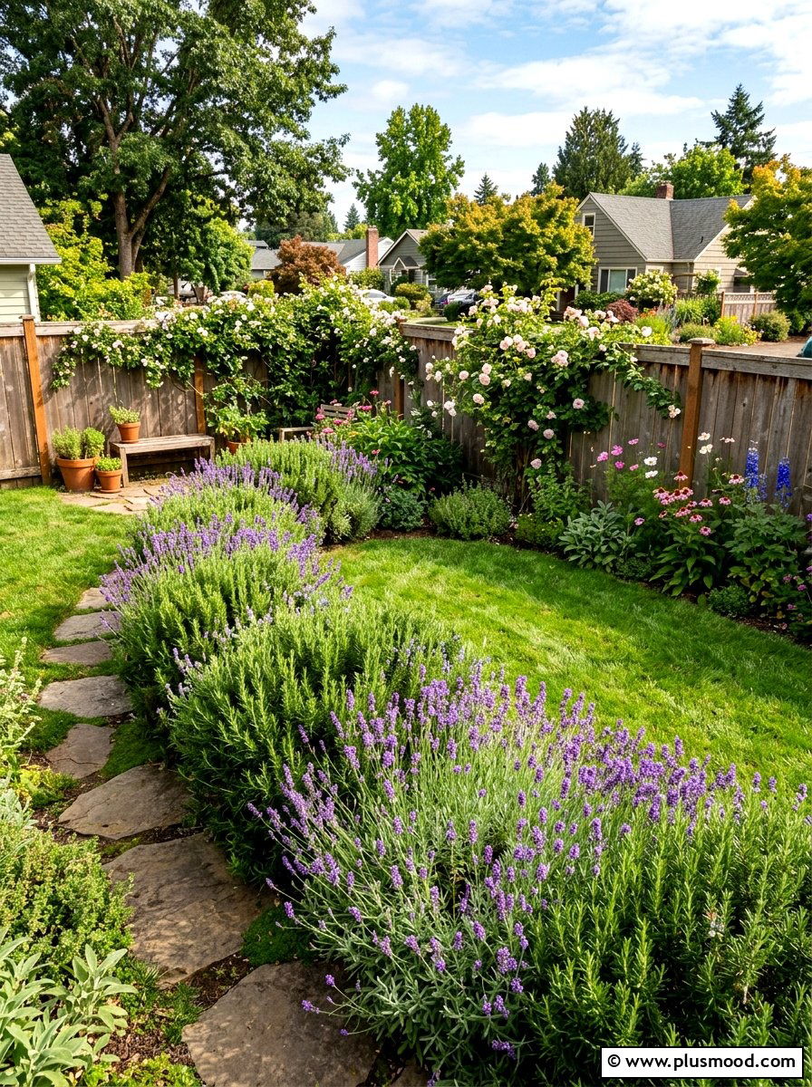 Edible Landscape Border - 25 small backyard ideas with herb garden