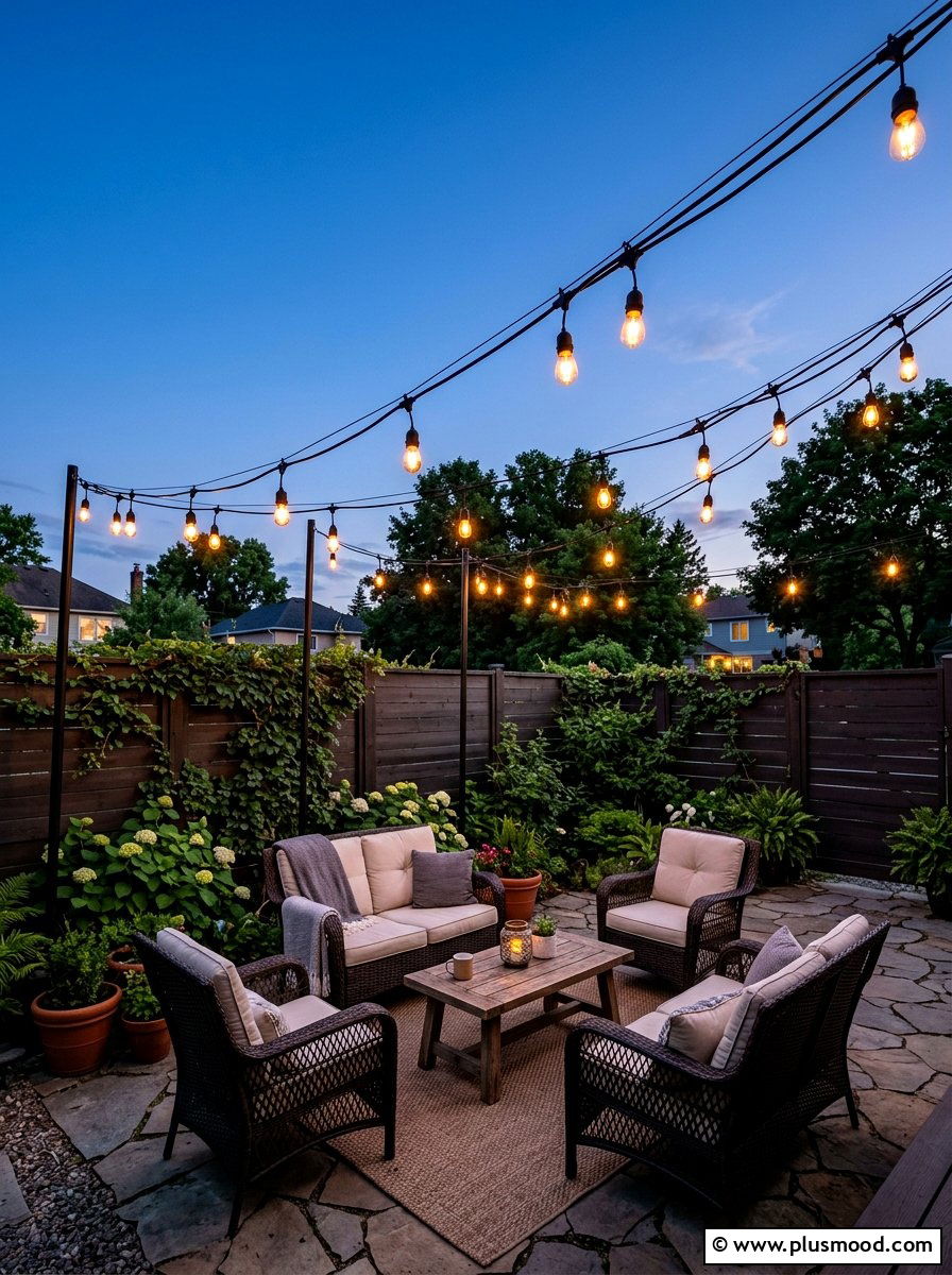 Edison String Lights - 25 summer patio ideas for small backyards