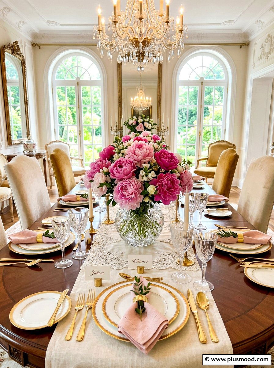 Elegant Peony Table - 25 summer kitchen table decor ideas