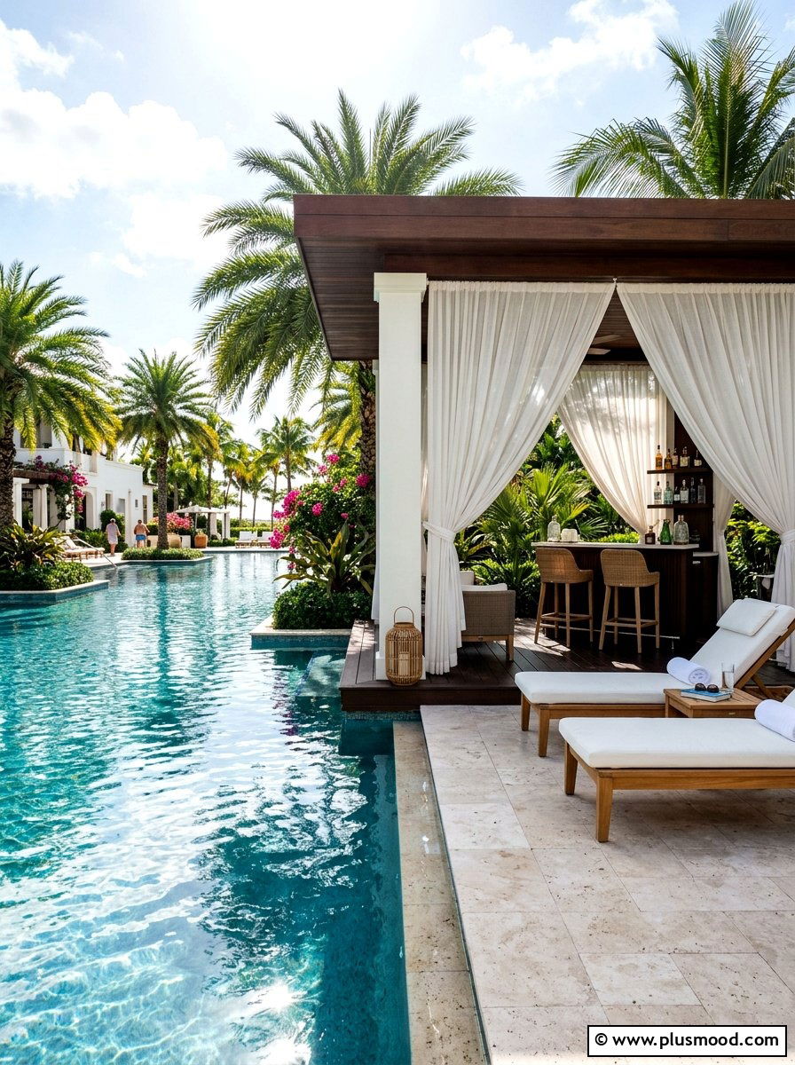 Elegant Poolside Cabana - 25 summer covered patio ideas