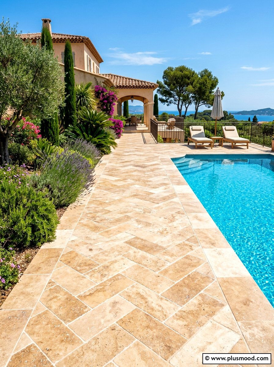 Elegant Travertine Outdoor Walkway - 25 summer garden pathway ideas