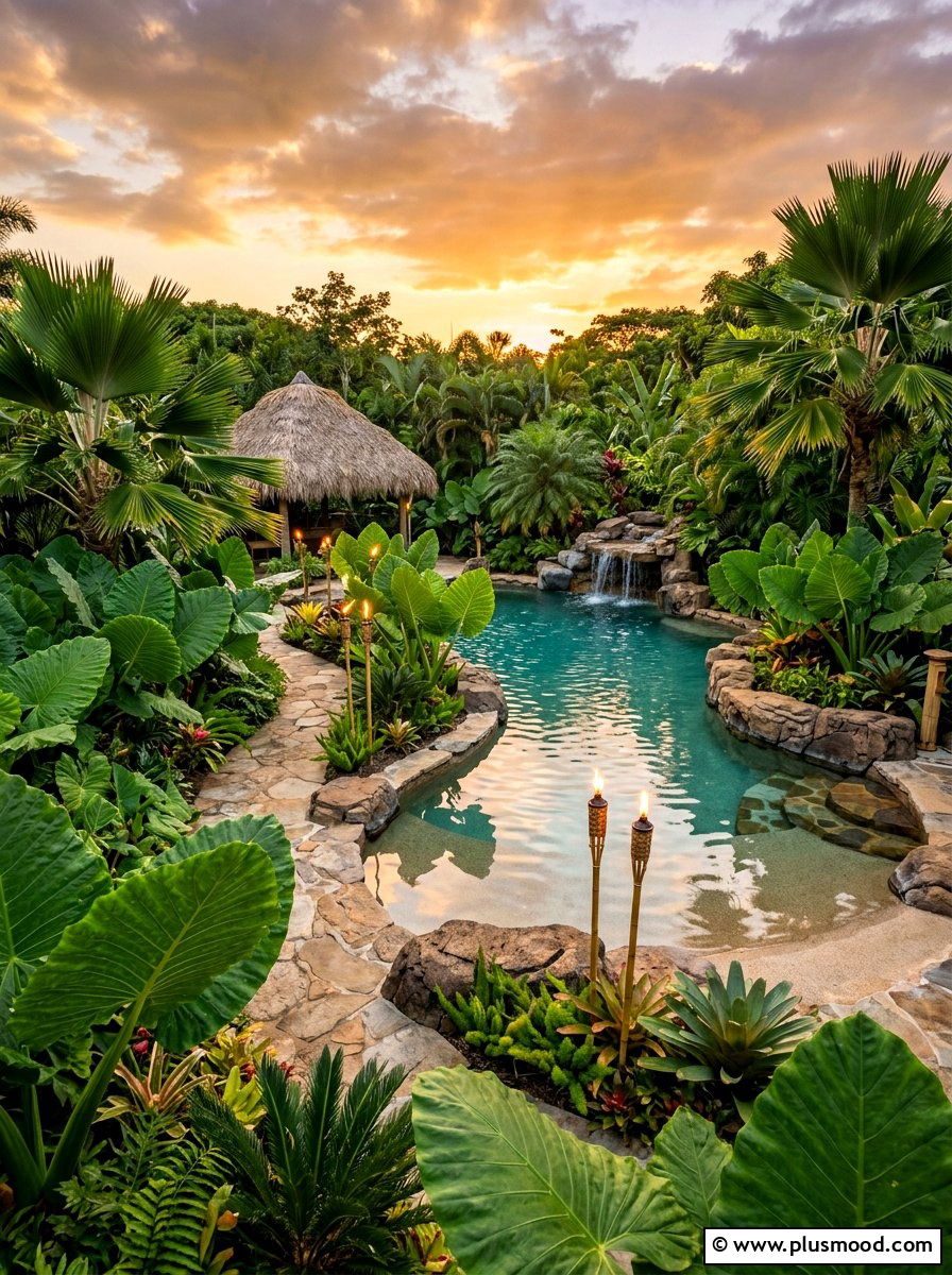 Elephant Ear Pool Garden - 25 pool landscaping ideas for shade gardens