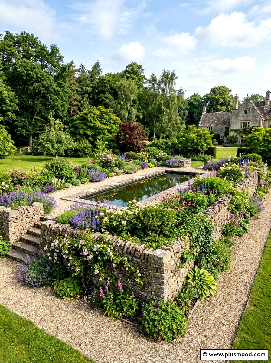 Elevated Stone Garden Bed - 25 pool landscaping ideas with raised planters