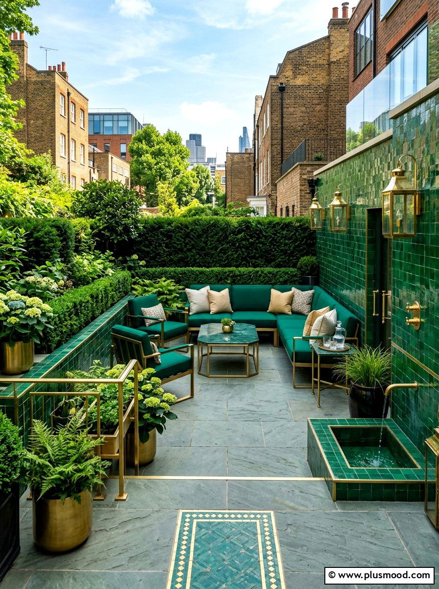 Emerald And Brass Urban Backyard - 25 small backyard ideas with color scheme