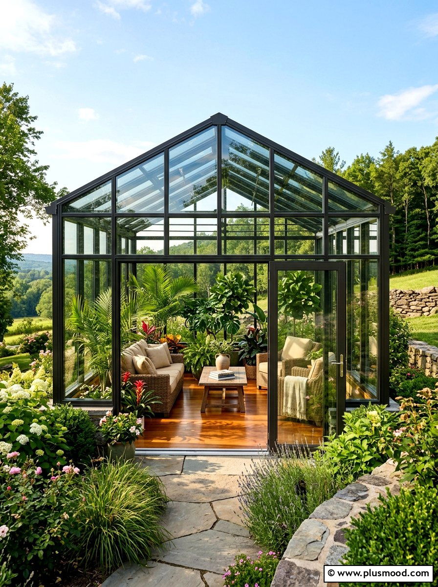 Enclosed Glass Solarium - 25 small backyard ideas with yoga space