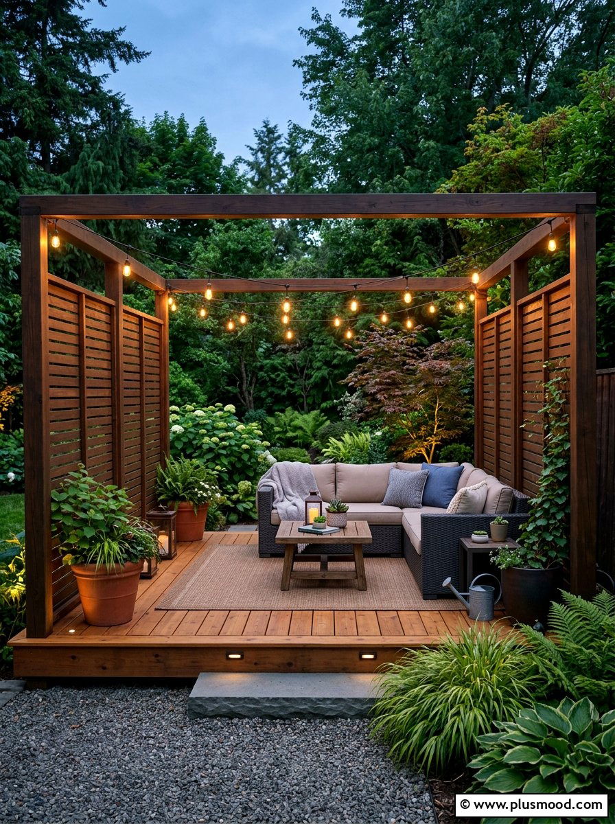 Enclosed Privacy Patio - 25 small backyard ideas with raised patio