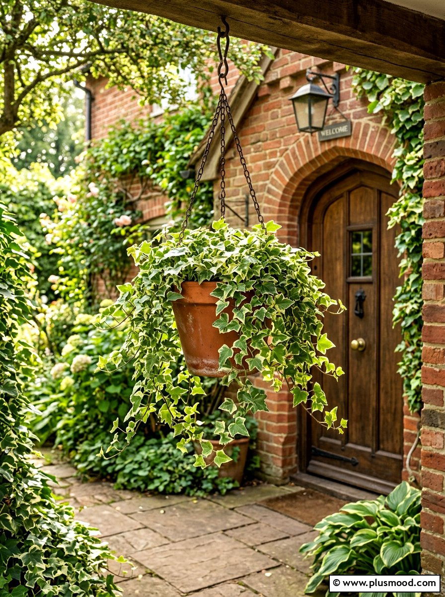 English ivy porch hanging plants - 25 summer front porch decor ideas with hanging baskets
