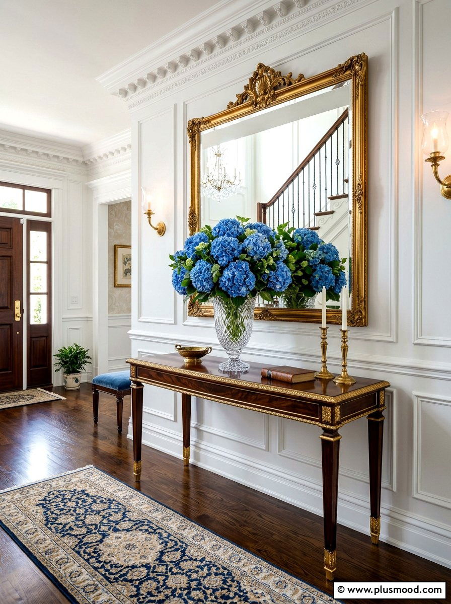 Entryway Console Hydrangea - 25 late summer hydrangea decor ideas