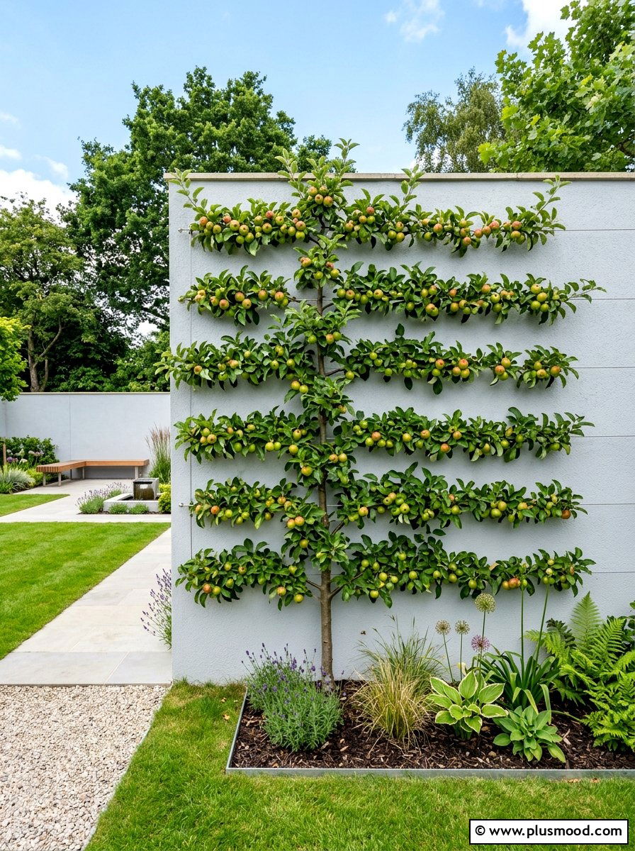 Espalier Fruit Tree - 25 summer fence line landscaping ideas