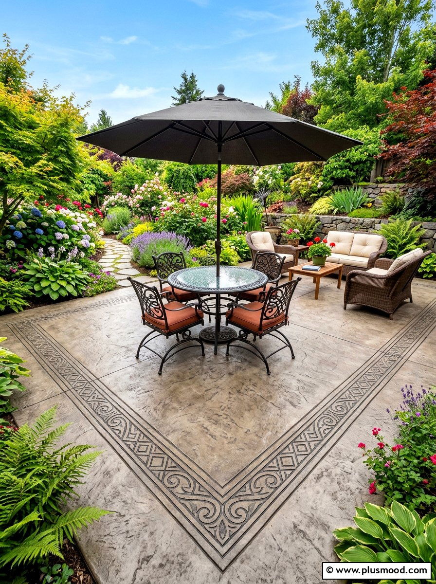 Etched concrete patio - 25 summer concrete patio ideas for summer