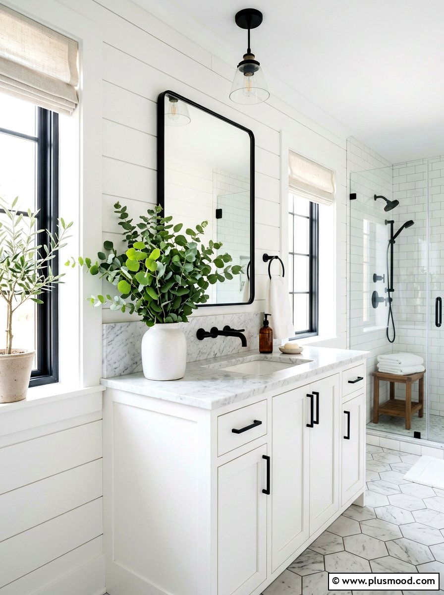 Eucalyptus Bathroom Greens - 25 summer farmhouse home decor ideas