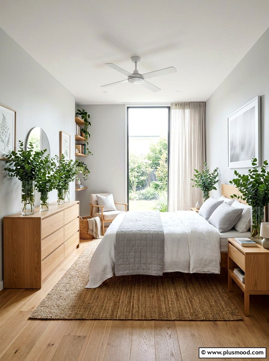 Eucalyptus Branch Bedroom Accent - 25 summer botanical bedroom ideas