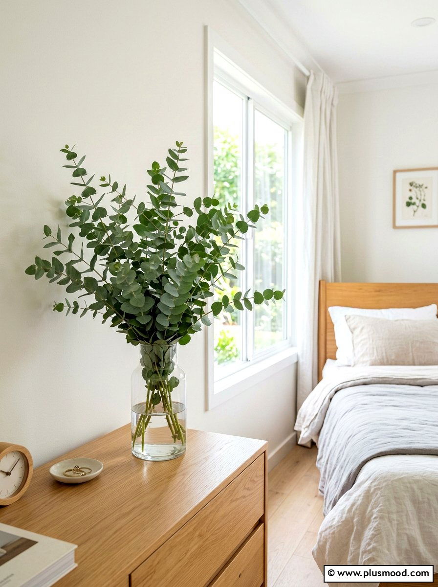 Eucalyptus Branch Vase - 25 late summer bedroom ideas