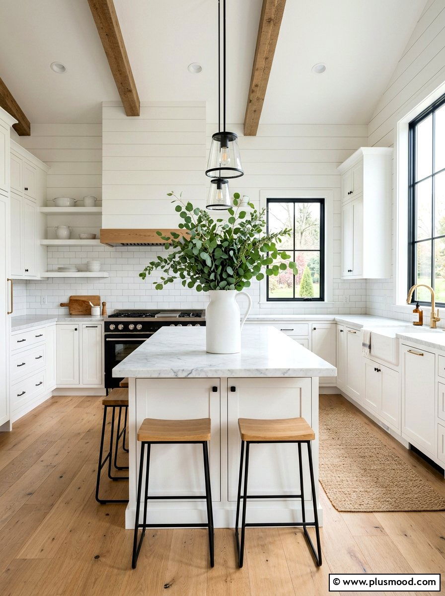 Eucalyptus Greenery Arrangement - 25 summer farmhouse kitchen decor ideas