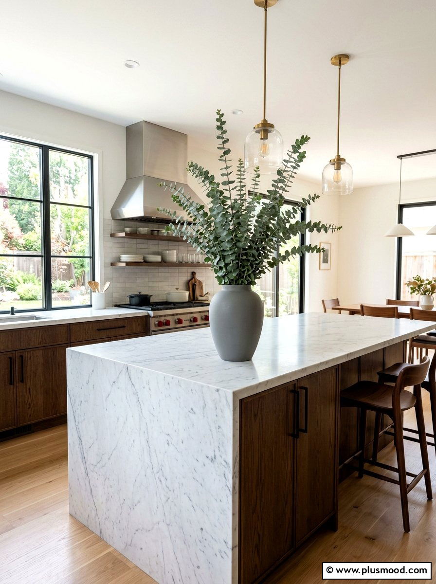 Eucalyptus Kitchen Island Vase - 25 summer kitchen island decor ideas