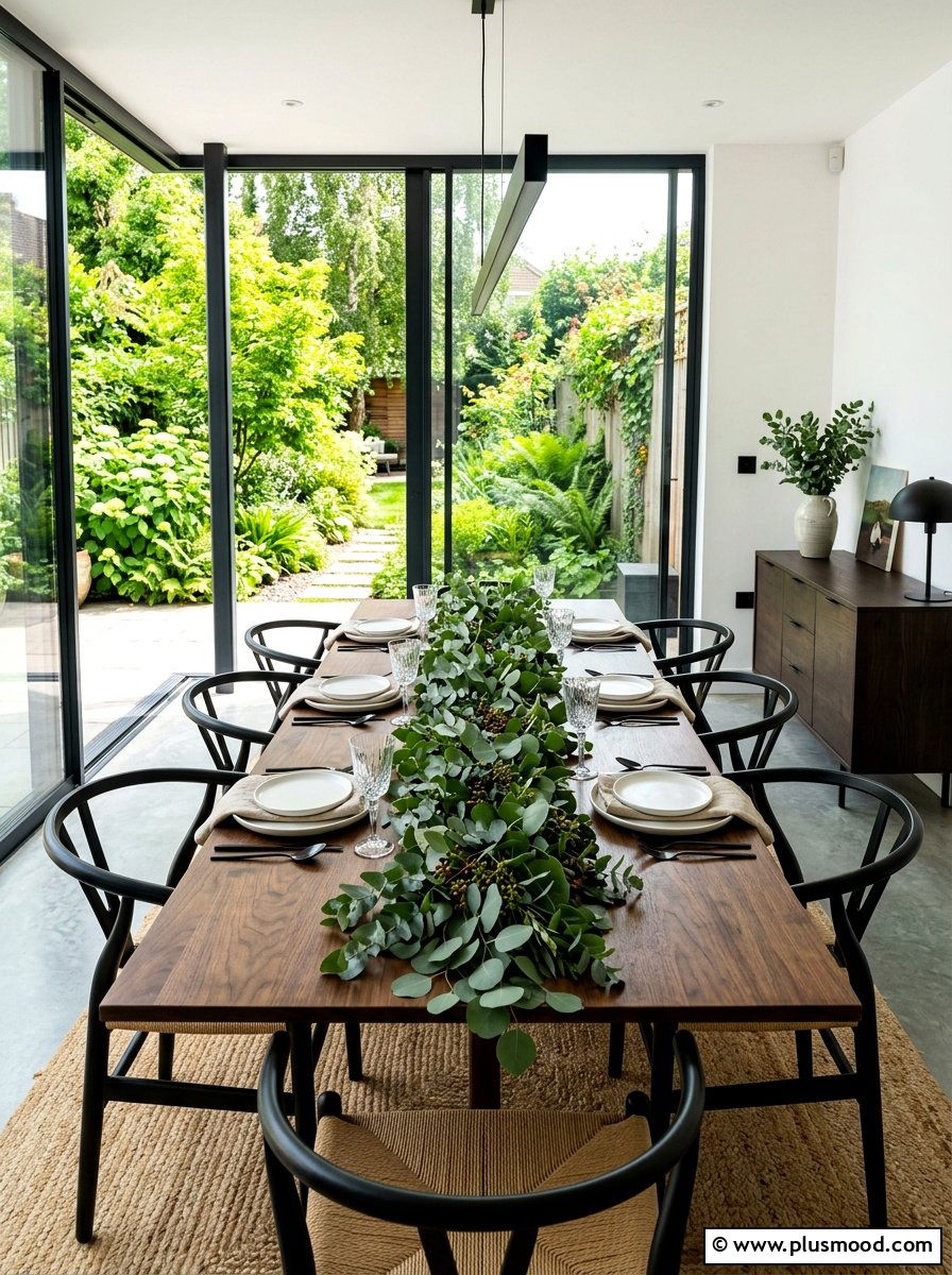 Eucalyptus Table Runner - 25 summer centerpiece ideas for dining table