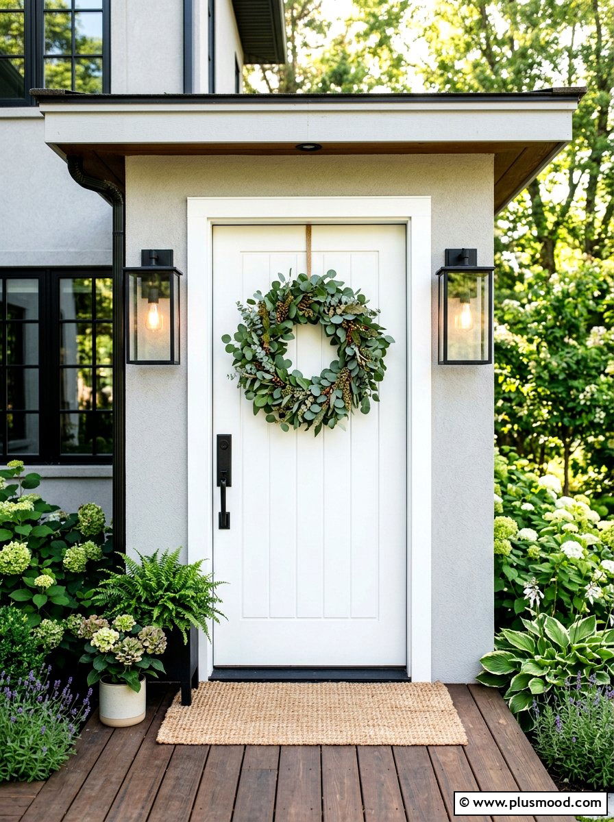 Eucalyptus front door wreath - 25 trending summer home decor ideas