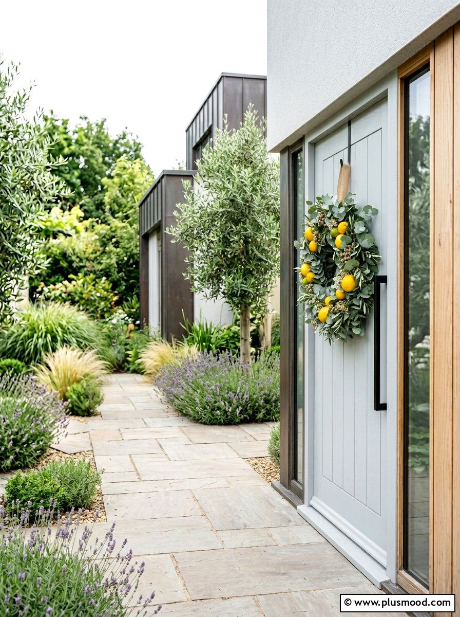 Eucalyptus lemon wreath - 25 summer front porch decor ideas with lemons