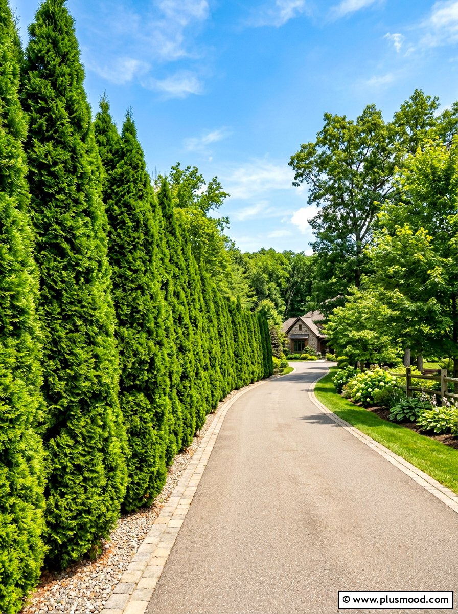 Evergreen Driveway Privacy Screen - 25 summer driveway landscaping ideas