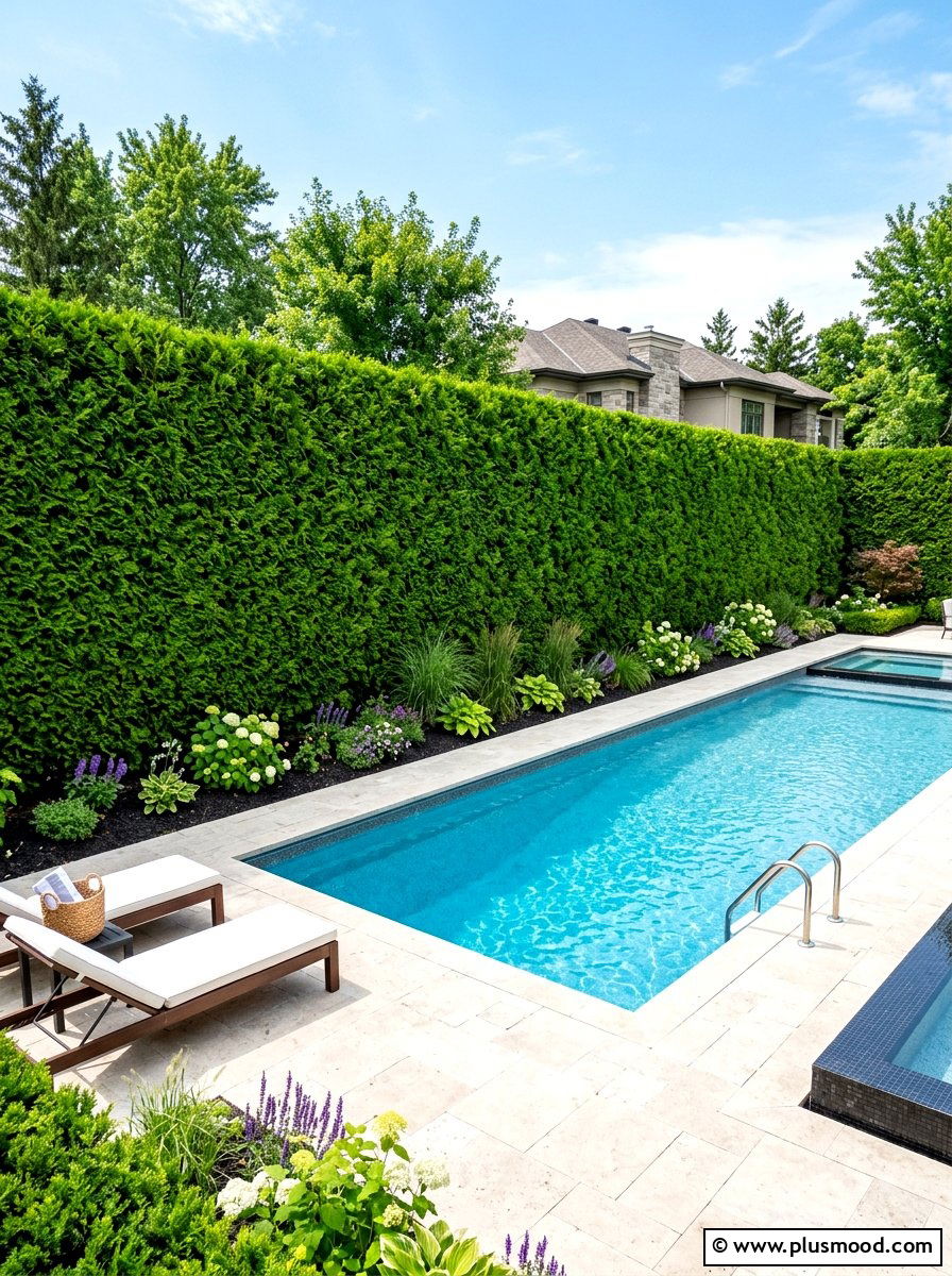Evergreen Hedge Garden - 25 summer low maintenance garden ideas