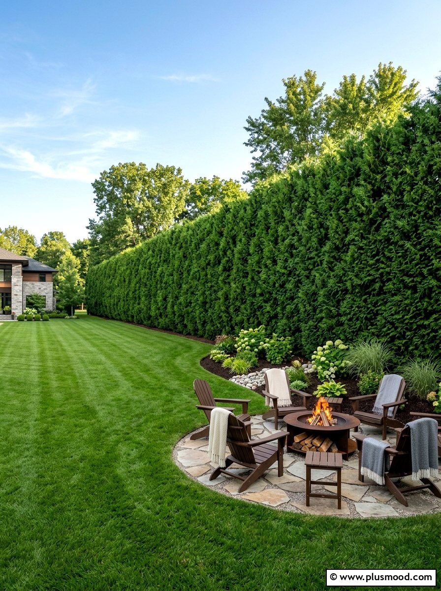 Evergreen Hedge Row - 25 summer backyard privacy ideas