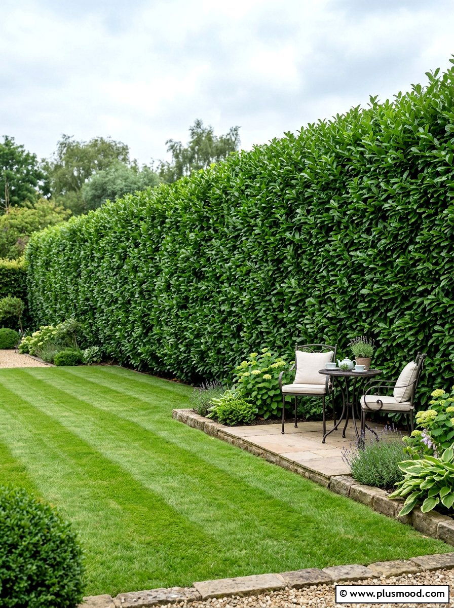 Evergreen Privacy Hedge - 25 small backyard ideas for privacy