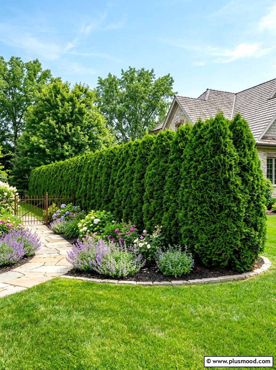 Evergreen privacy hedge - 25 summer hot weather landscaping ideas