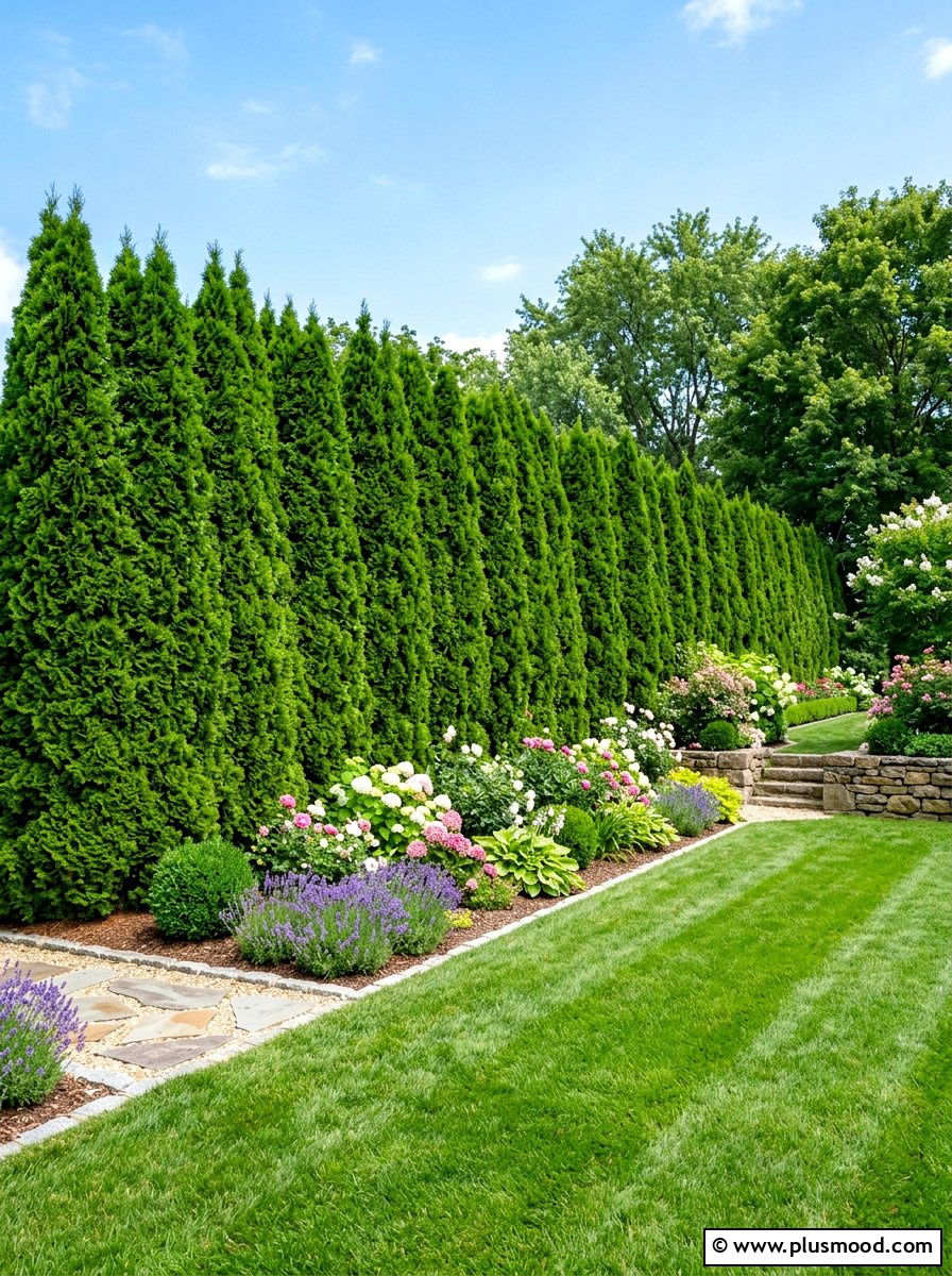 Evergreen privacy screen - 25 summer low maintenance landscaping ideas