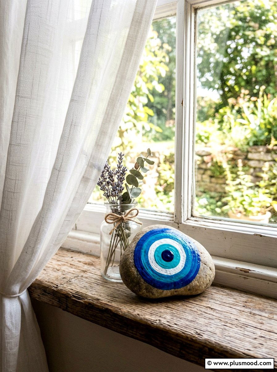 Evil Eye Painted Rock - 25 painted rock ideas with boho style