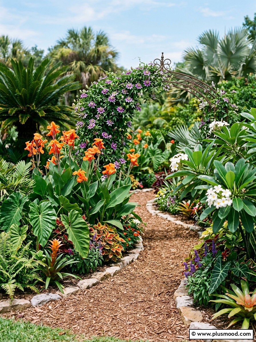 Exotic Flower Garden Bed - 25 outdoor garden decor ideas with tropical plants