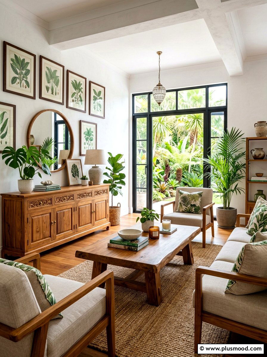 Exotic Teak Furniture - 25 summer tropical living room ideas