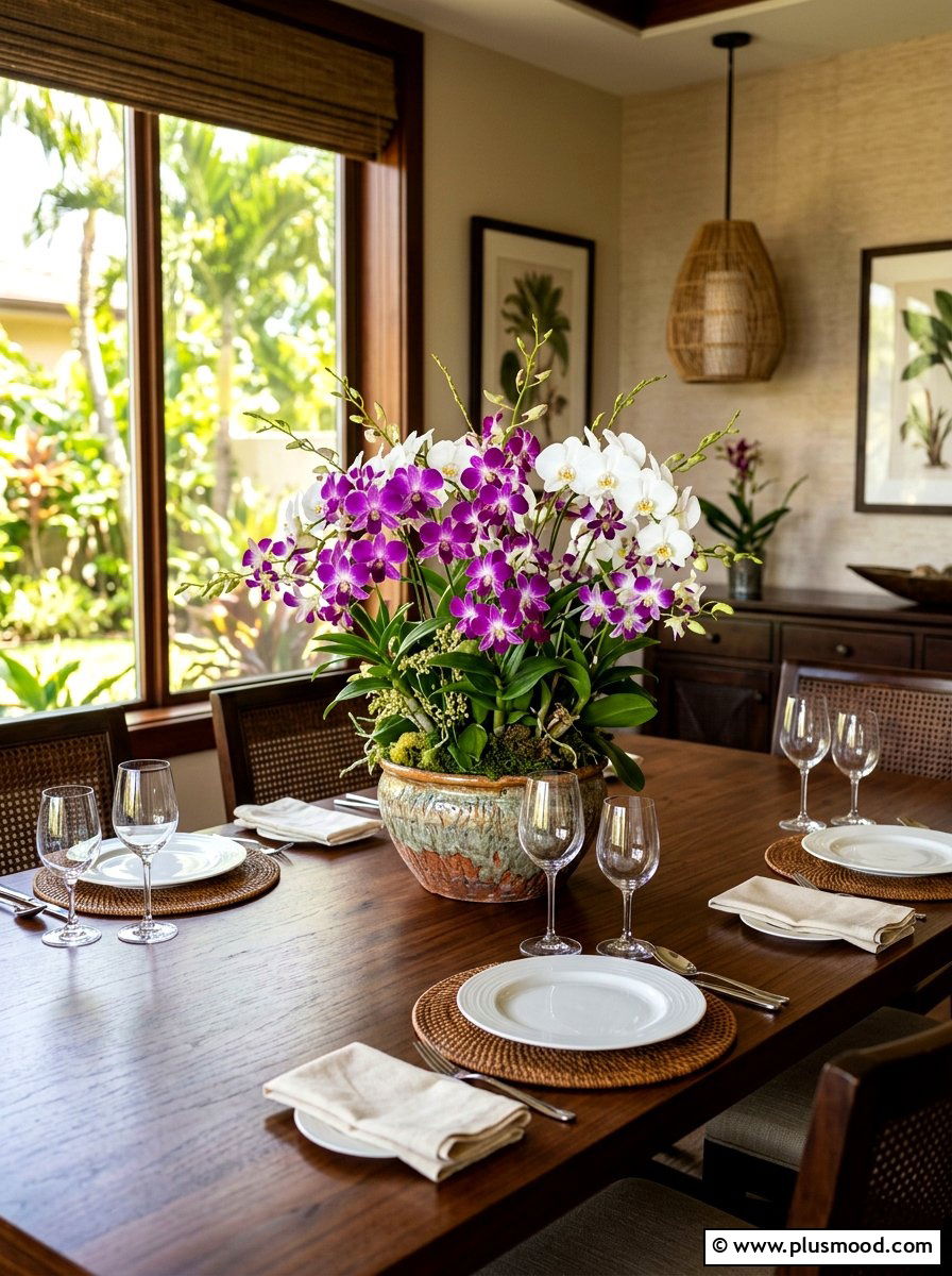Exotic orchid centerpieces - 25 summer tropical home decor ideas
