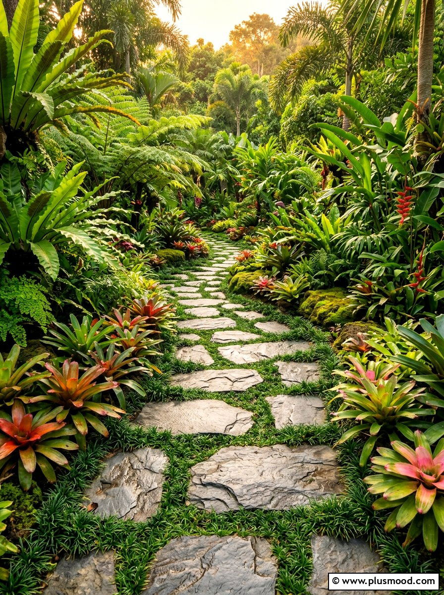 Exotic stone walkway - 25 summer tropical landscaping ideas
