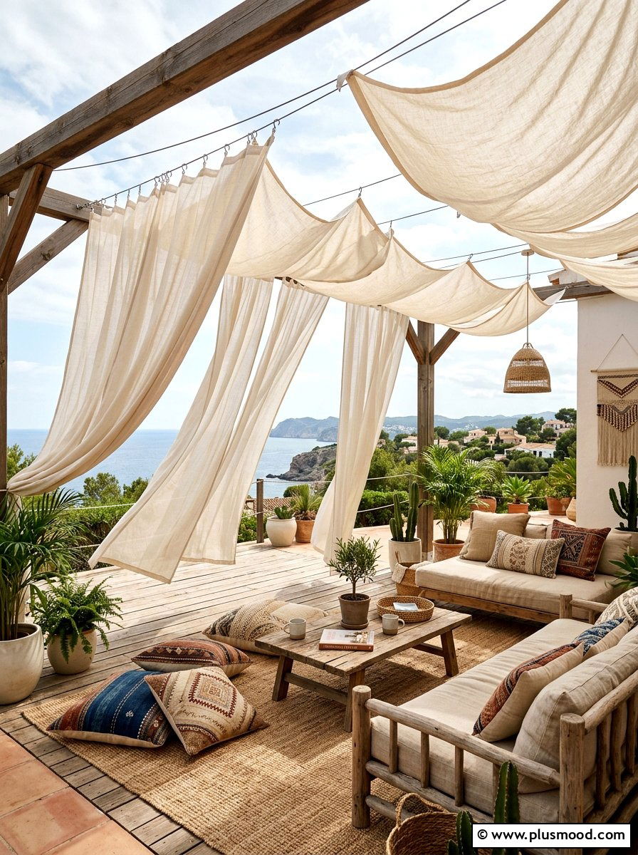 Fabric Drapery Over Patio - 25 small backyard ideas with shade