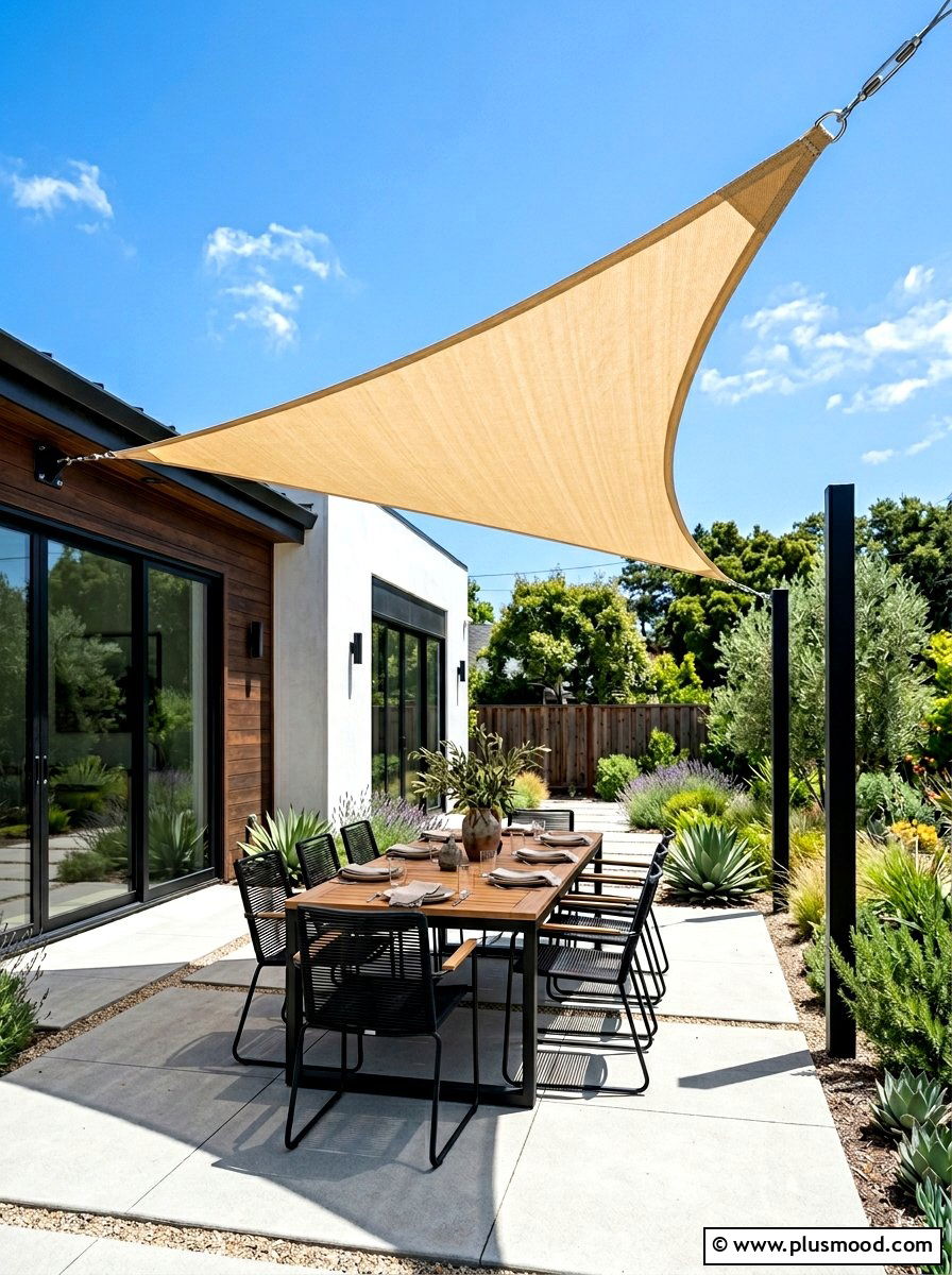 Fabric Sun Shade Sail - 25 summer patio ideas on a budget
