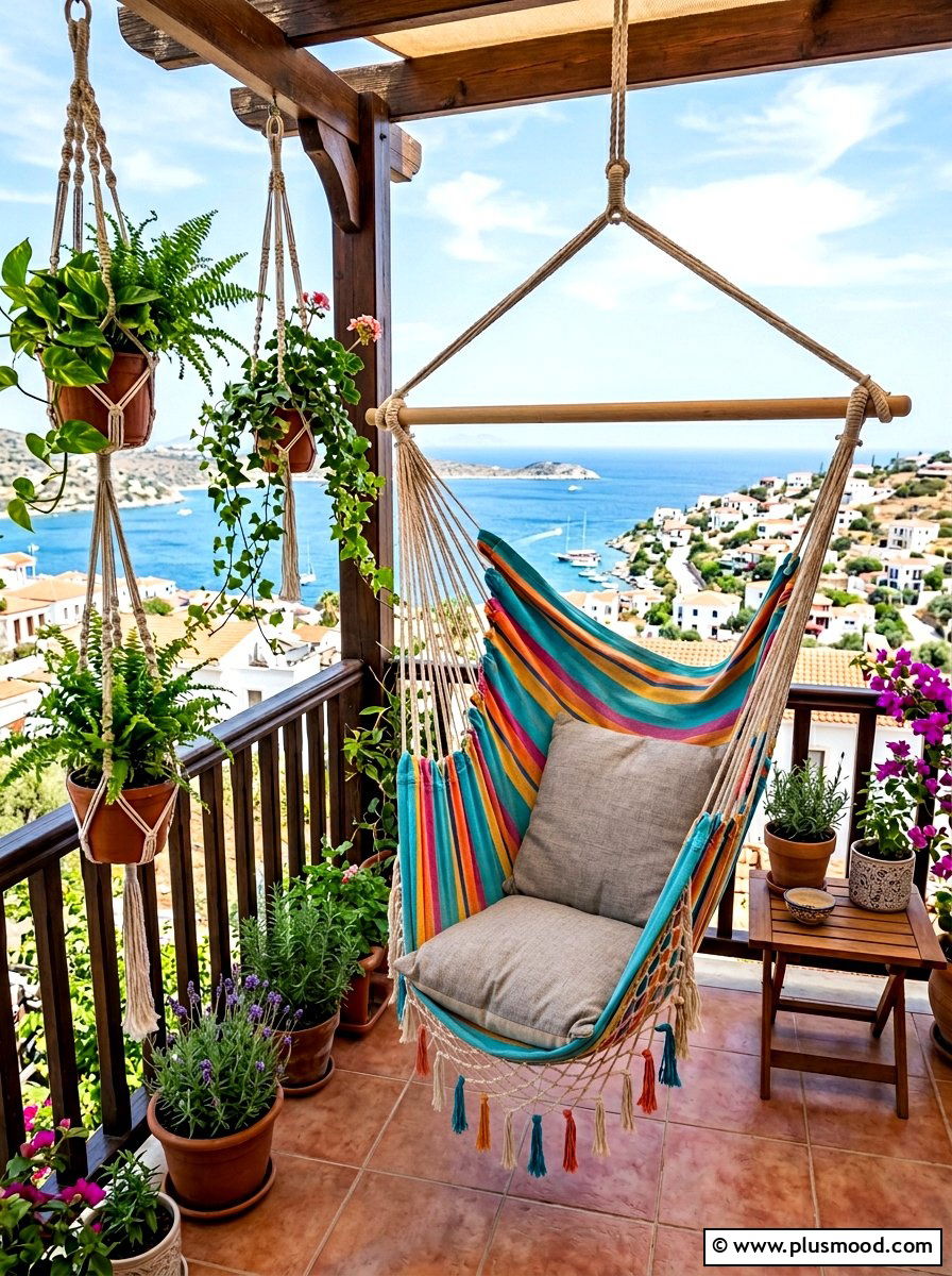 Fabric hammock chair - 25 summer balcony swing chair ideas