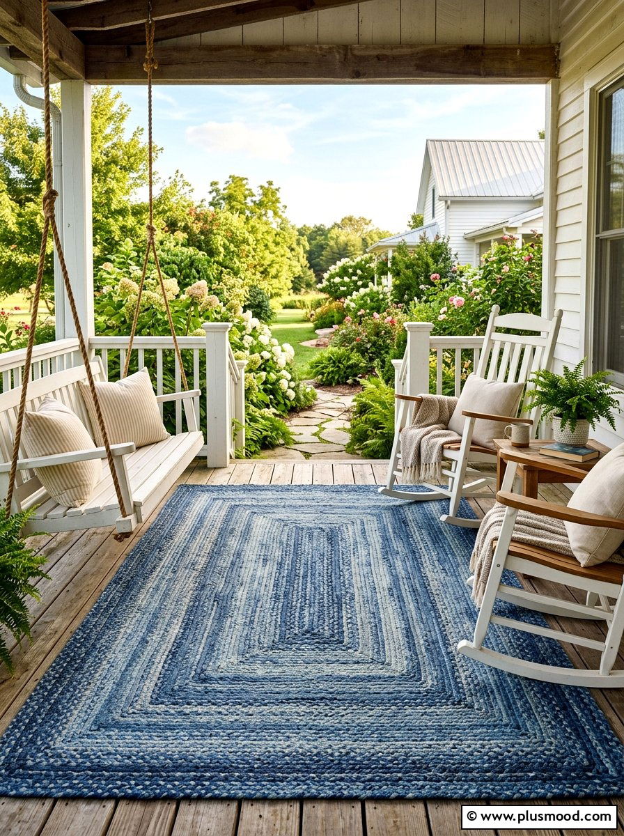 Faded Denim Patio Rug - 25 summer patio rug ideas