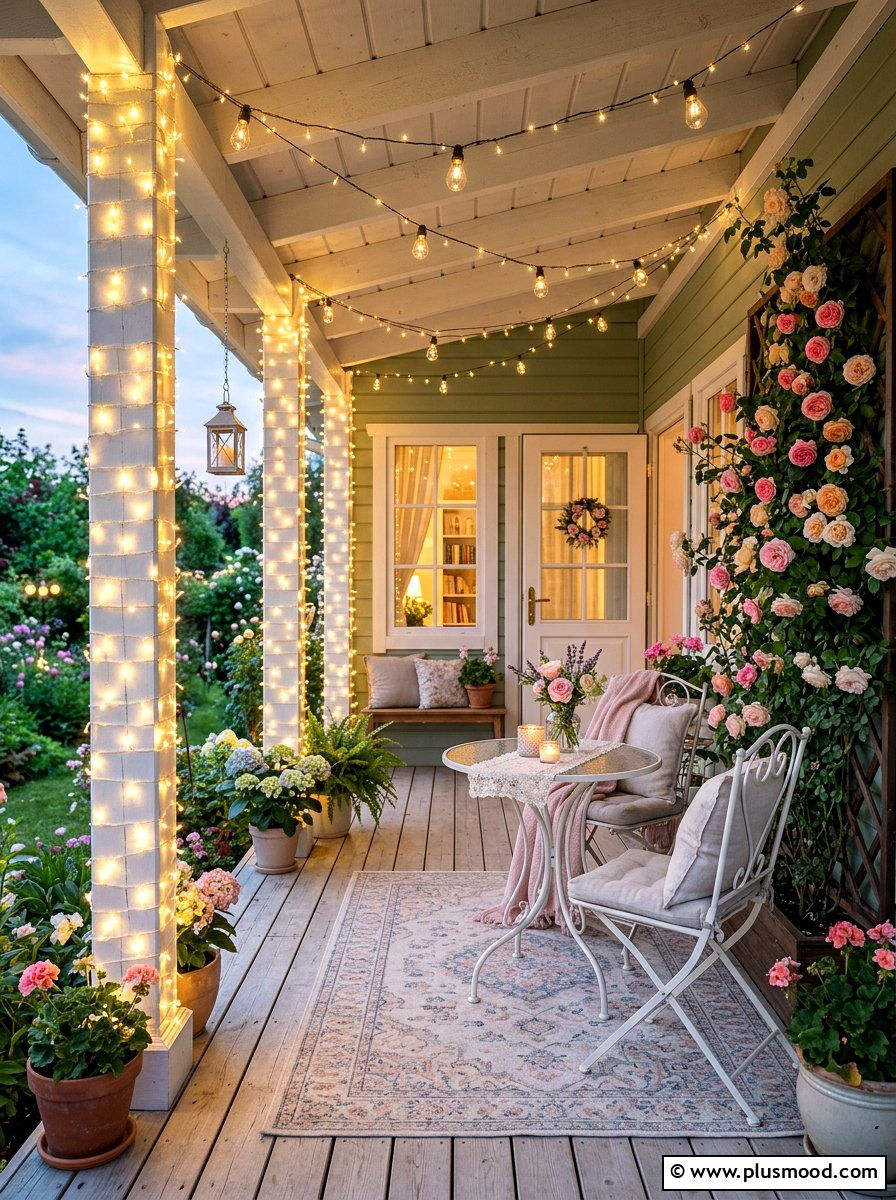 Fairy Light Pillar Lighting - 25 summer porch lighting ideas
