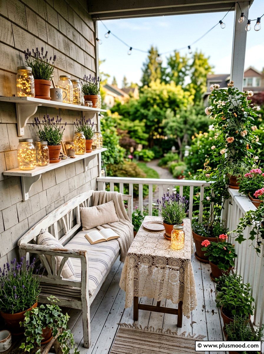 Fairy Lights In Glass Jars - 25 summer balcony lighting ideas