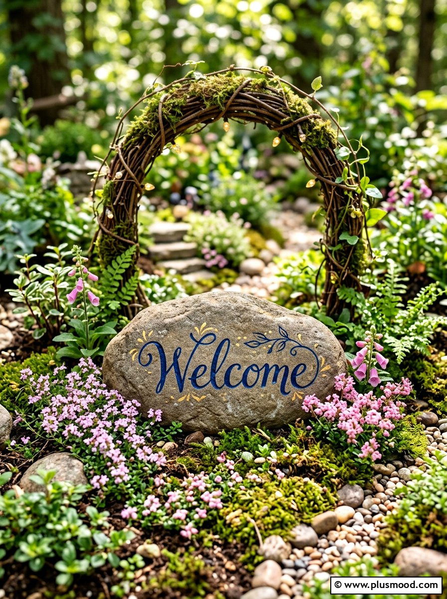 Fairy Sign Rock - 25 painted rock ideas for fairy garden