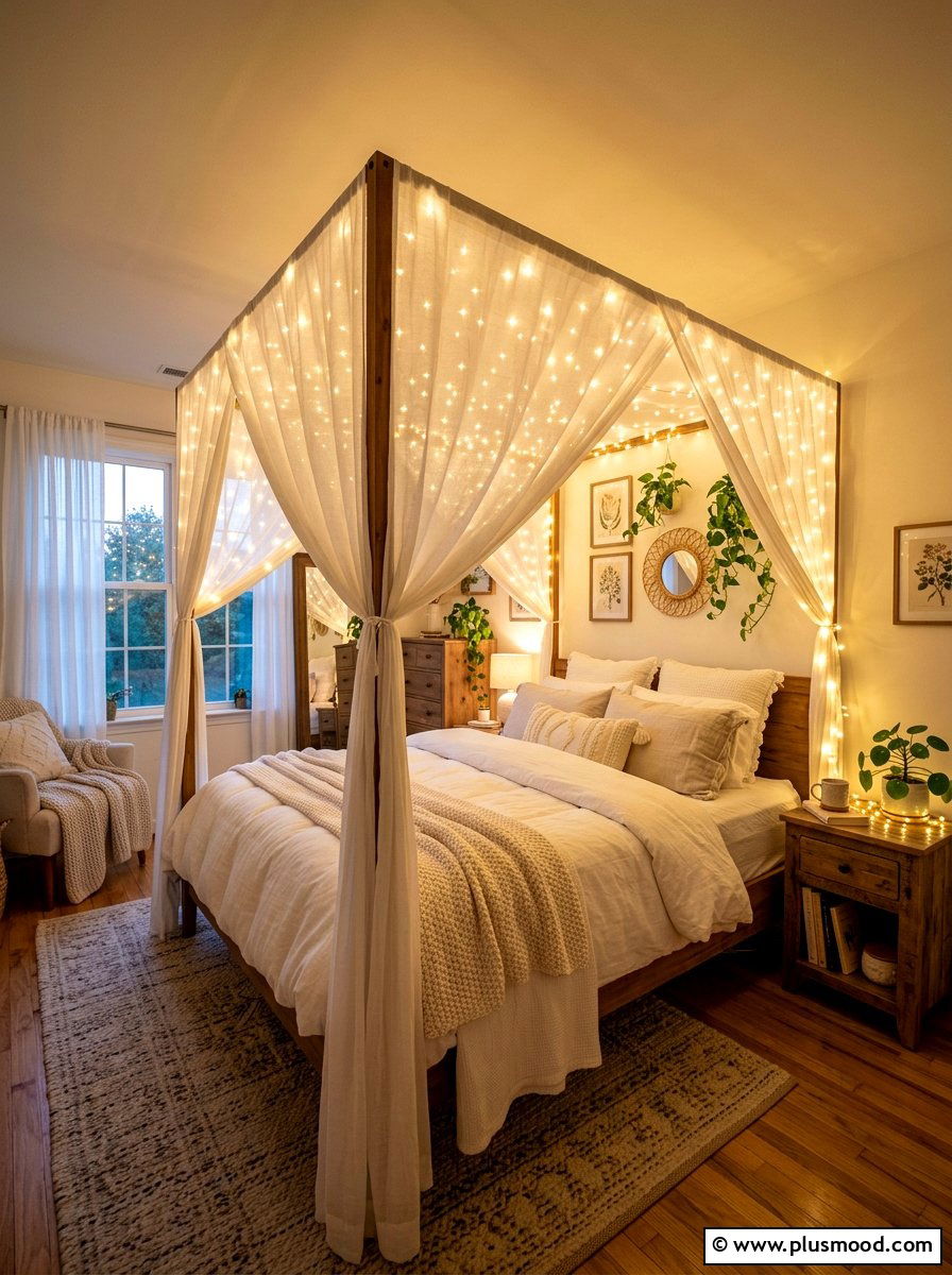 Fairy light bedroom - 25 summer teen bedroom ideas
